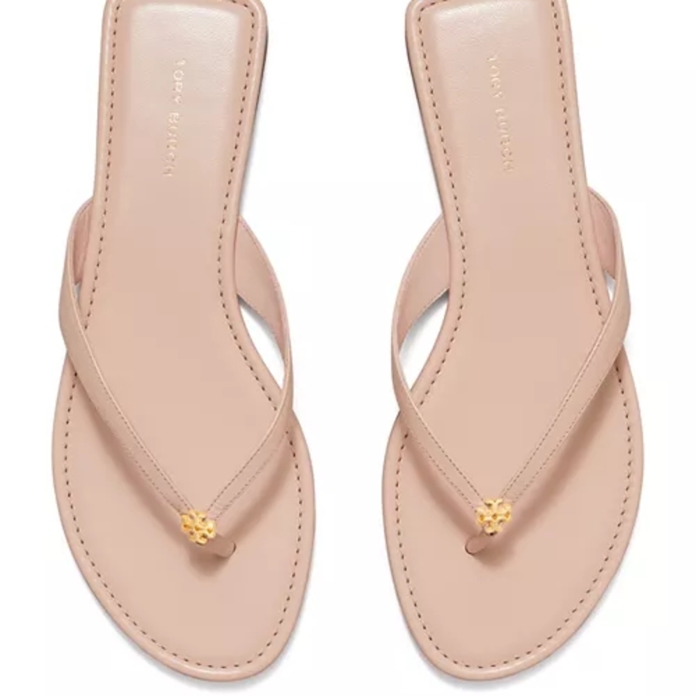 Tory Burch Classic Leather Flip Flops in Shell Pink